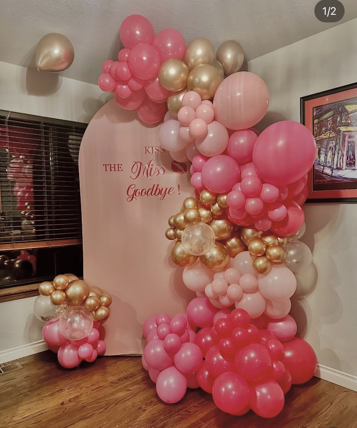 Purple silver Sweet 16 circle balloon arch neon