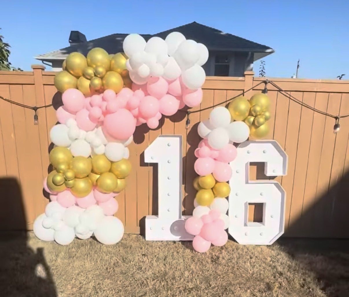 Birthday party balloon setup