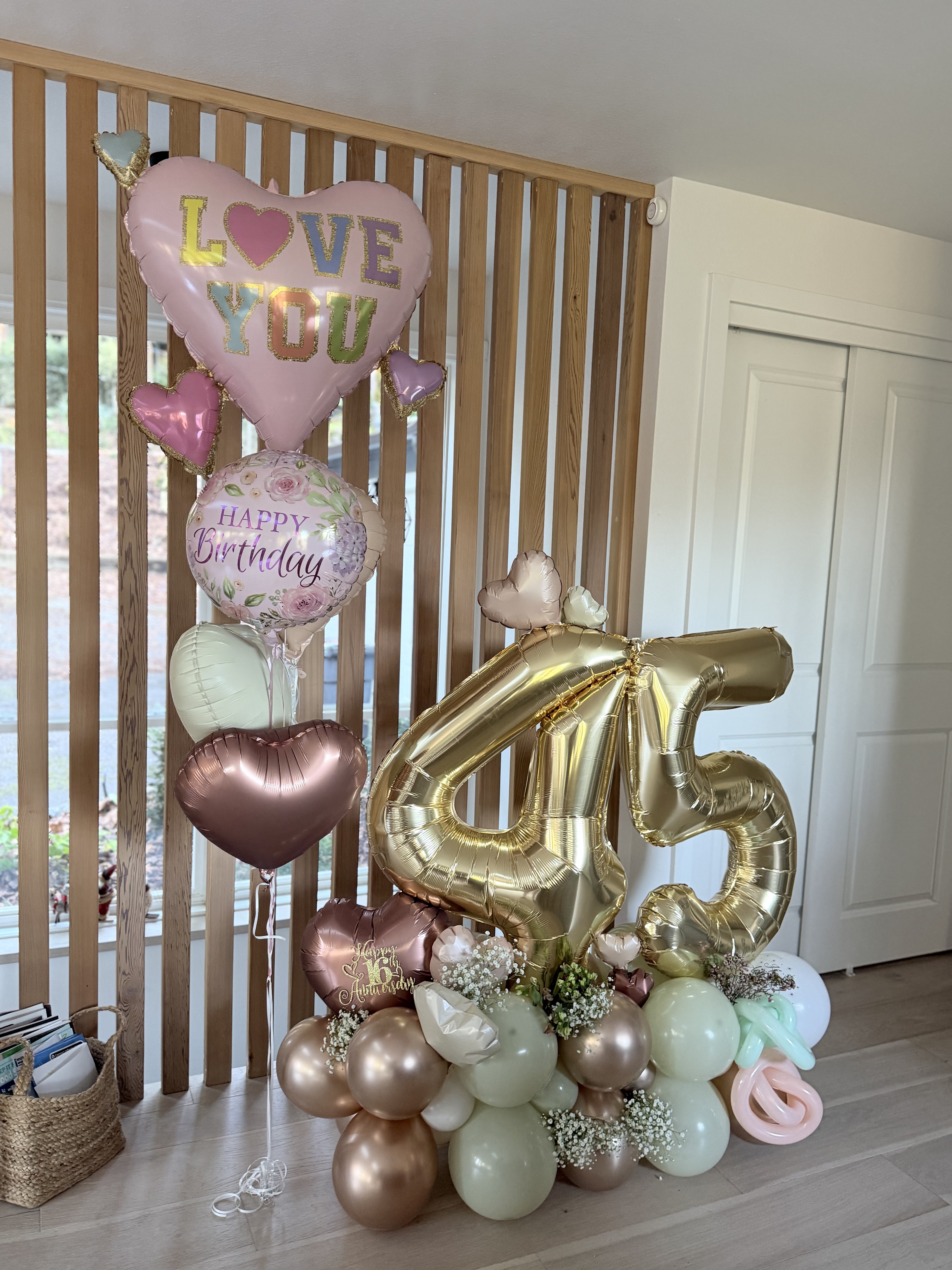 Birthday balloon garland setup
